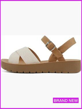Women's Flat Sandals Flatform Ankle Buckle Criss Cross Straps Shoes Comfort